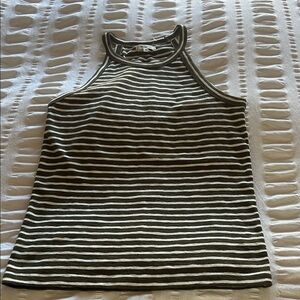 Madewell sage green and beight Striped Tank Top